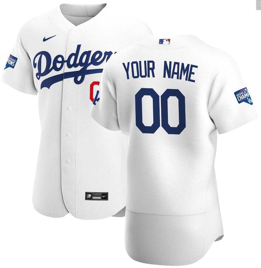 Customized Men & Women & Youth Dodgers White Nike 2020 World Series Champions Flexbase Jersey